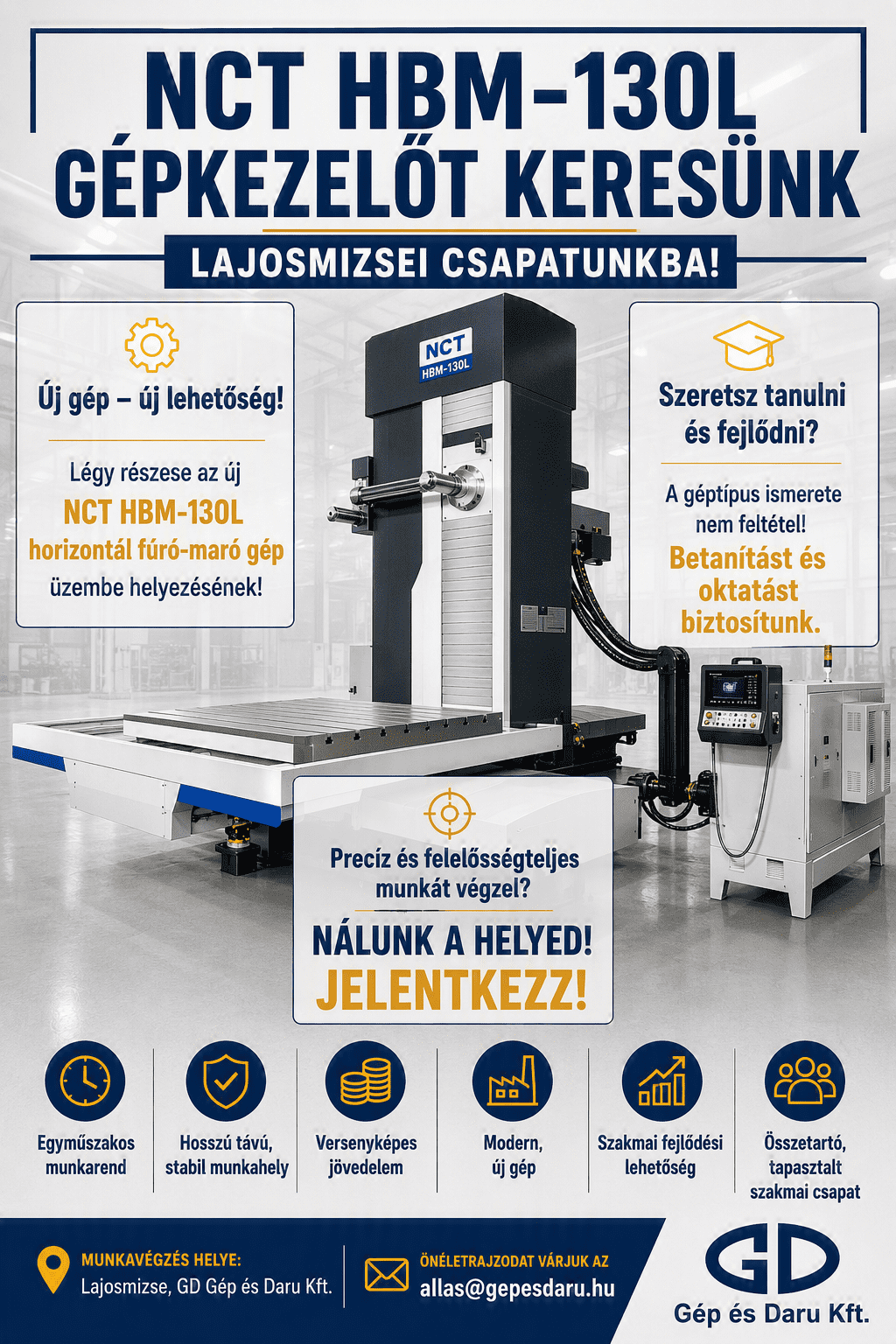 NCT HBM-130L horizontál fúró-maró gépkezelő